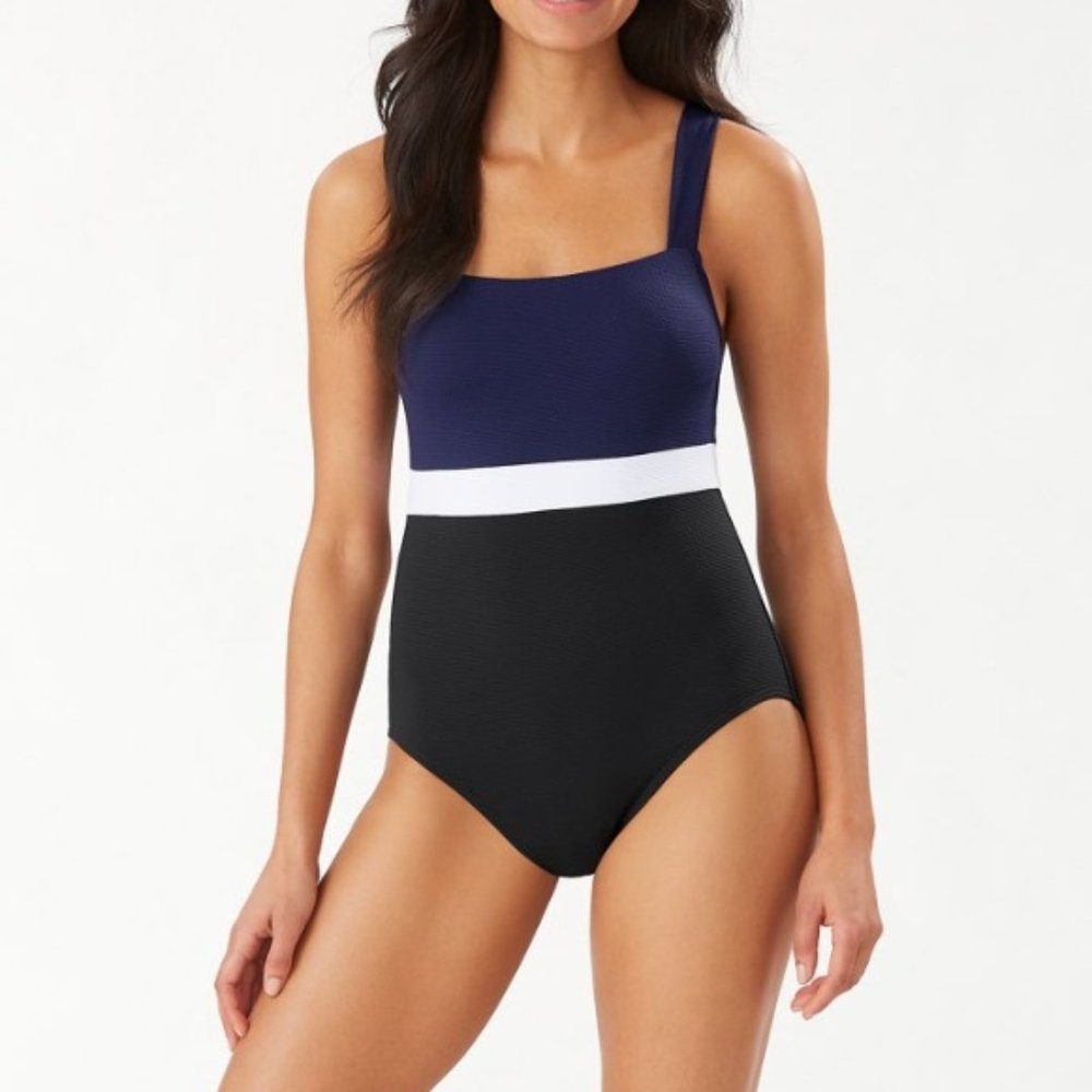 Tommy Bahama Women's Island Cays Colorblock Square-Neck One-Piece Swimsuit 6